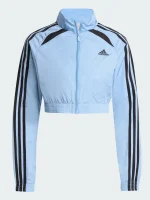 Blue Adidas Teamgeist Adicolor cropped track jacket with zip front and cropped streetwear fit