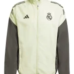 Adidas training tracksuit jacket 25-26 in lime green showing full zip front and sporty fit