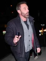 This image shows the overall look of the NYC 2026 Ben Affleck Black Jacket. It helps shoppers see the clean black style that works for winter outfits, travel, and daily city wear.