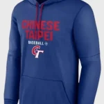 Front view of Chinese Taipei 2026 blue pullover hoodie for men