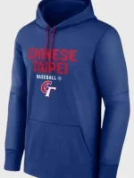 Front view of Chinese Taipei 2026 blue pullover hoodie for men