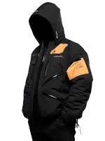 Death Stranding 2 jacket in black showing neat fit and clean lines