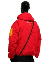 Death Stranding 2 red jacket with modern streetwear tech style