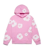 Denim Tears Cotton Wreath hooded sweatshirt front print detail in black