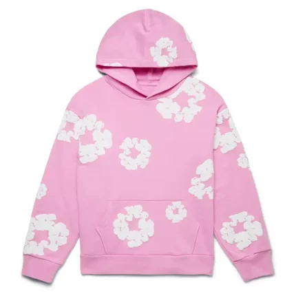 Denim Tears Cotton Wreath hooded sweatshirt front print detail in black