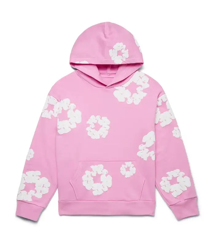 Denim-Tears-The-Cotton-Wreath-Hooded-Sweatshirt-1-1 Denim Tears Cotton Wreath hooded sweatshirt front print detail in black