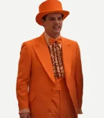 A full studio shot of the blue and orange tuxedos from Zellberry Jackets iconic suits collection.