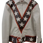 Evel Knievel leather jacket front view for men with bold biker style