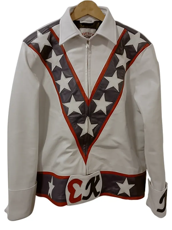 Evel-Knievel-Leather-Jacket Evel Knievel leather jacket front view for men with bold biker style