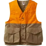 Filson hunting vest in bright orange for upland and outdoor use