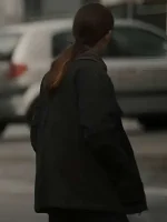 Krista Kosonen black cotton jacket showing fabric texture and clean stitching for a neat casual look