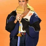 Marty Supreme 2026 Nikki Glaser jacket showing hooded style and clean casual fit for daily wear.