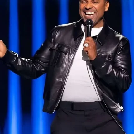 Mike Epps Delusional 2026 leather bomber jacket in black