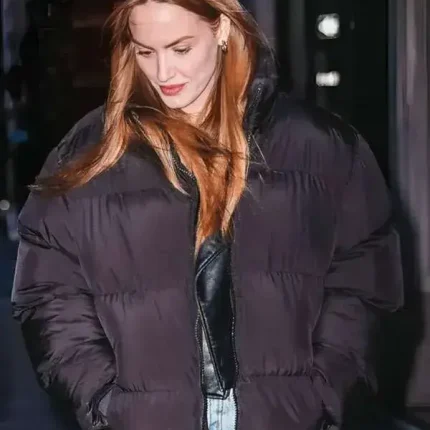 Haley Kalil NYC 2026 black puffer jacket for winter warmth