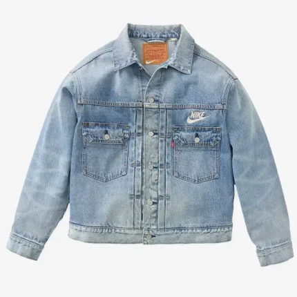 Levis X Nike trucker jacket blue denim with branded details