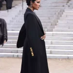 PFW 2026 Teyana Taylor black coat in long winter streetwear style