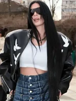 Camilla Araujo Black Cropped Leather Jacket
