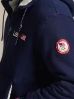 Milano Cortina 2026 Team USA sherpa hoodie showing cozy winter look and soft sherpa texture for everyday warmth