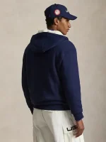 Team USA sherpa zip-up hoodie showing front zipper, warm sherpa texture and pockets for cold days and daily outfits