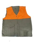 Orange upland hunting vest Filson style with pockets for field gear