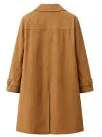 Full-body view of Zara Dunne brown trench coat for stylish men’s outerwear