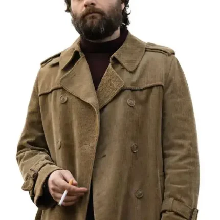 Pierluigi Gigante brown corduroy coat with long trench style winter look