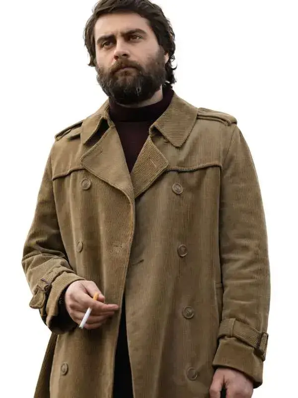 The-Big-Fake-Pierluigi-Gigante-Brown-Corduroy-Coat Pierluigi Gigante brown corduroy coat with long trench style winter look