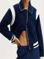 The Burbs 2026 Keke Palmer blue bomber jacket full view