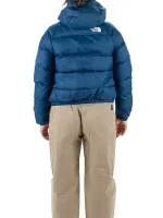 This front image shows the hooded shape, zipper closure, and padded panels. The blue shade looks clean and easy to style with jeans, leggings, and winter boots. Wear it zipped for cold wind or open for easy layering.