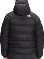 Side angle highlights the hood shape and the padded profile, so buyers can see how the jacket sits on the shoulders, arms, and chest. The neat silhouette makes it easy to layer over tees or sweaters without feeling bulky. This view also shows the pocket placement and how the baffles keep the look structured for winter travel and daily wear.