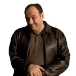 Close-up of the front zipper closure on the black Sopranos leather jacket at Zellberry Jackets. James Gandolfini Leather Jacket