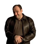 Close-up of the front zipper closure on the black Sopranos leather jacket at Zellberry Jackets. James Gandolfini Leather Jacket
