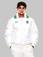 Winter Olympics 2026 Team Italy EA7 jacket showing clean bomber style and sporty look for daily wear and travel