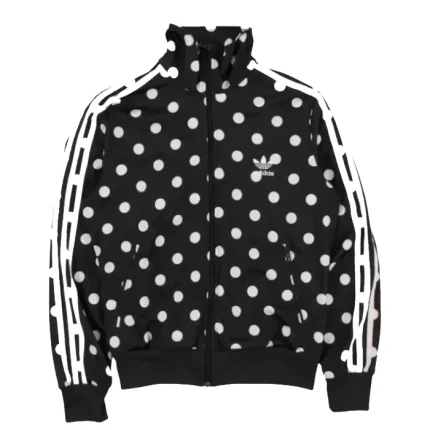 adidas polka dot jacket featuring signature branding and print