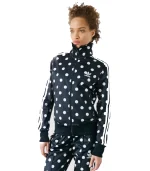adidas polka dot jacket front view with secure closure and collar