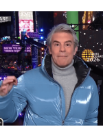 Andy Cohen blue jacket shown with an open zipper for a casual streetwear style.