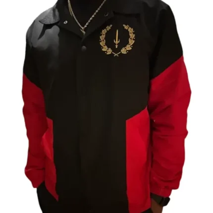 front view of the black american heritage flag jacket