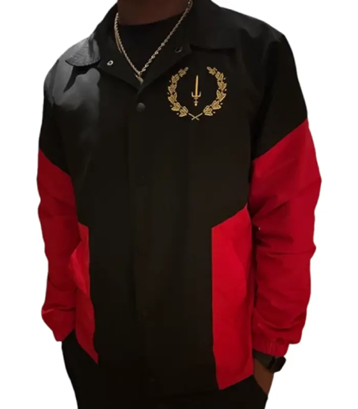 black-american-heritage-flag-jacket-front-view front view of the black american heritage flag jacket