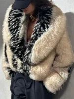 Front view Erin Andrews viral fur coat 2026 with gradient texture