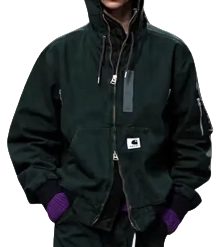 fw25-sacai-x-carhartt-green-hooded-jacket Carhartt Green Hooded Jacket