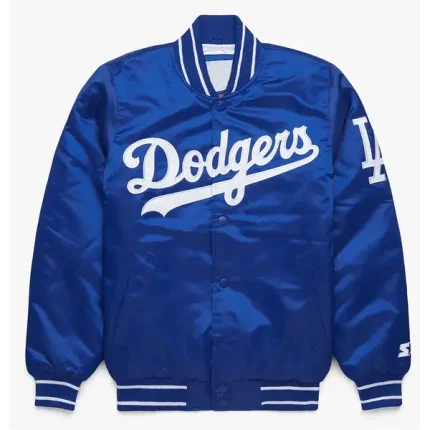 Front view of 90’s LA Dodgers throwback jacket for classic team style
