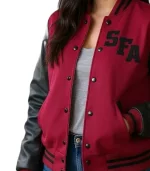 Front view of the Starfleet Academy Varsity Jacket with patches.
