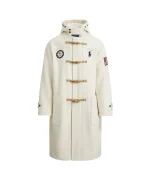 Front view of the Opening Ceremony White Toggle Coat with toggles.