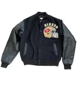 San Francisco 49ers 80's Varsity Jacket in black with rib knitted cuffs