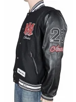Amiri logo patch varsity jacket right sleeve detail view