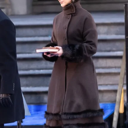 Rama Duwaji brown inauguration coat elegant winter look