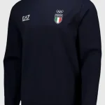 Winter Olympics 2026 Team Italy EA7 navy crew sweatshirt front look