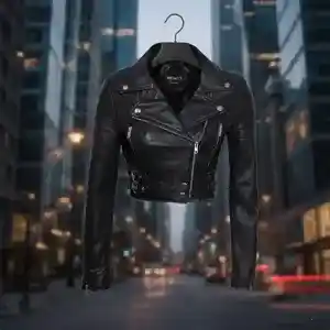 A collection of women’s genuine leather biker jackets in various styles, featuring asymmetrical zippers, notched lapels, and metallic hardware.