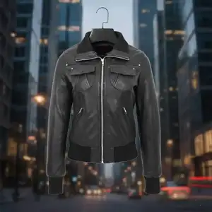 A variety of women’s bomber jackets in leather and suede, featuring classic ribbed collars, zip-front closures, and relaxed athletic fits.