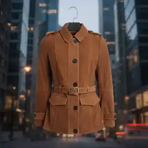 A collection of women’s genuine suede jackets in earthy tones, featuring fringed details, moto silhouettes, and a soft velvet-like texture.